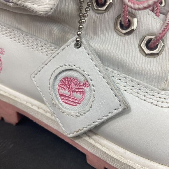 Timberland-Women's 6-White Leather + Pink & Purple Camo-Ankle Boots 29904M- 1256 - Picture 8 of 13